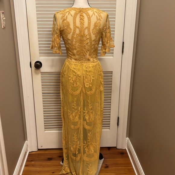 Honey Punch Yellow Lace Boho Romper / Maxi Dress, Size Small, EUC - Picture 13 of 17
